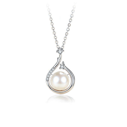 Freshwater Pearl Teardrop Zircon Pendent Necklace