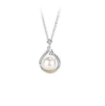 Freshwater Pearl Teardrop Zircon Pendent Necklace