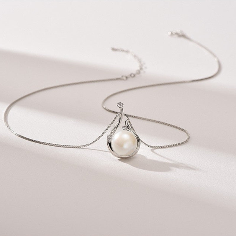 Freshwater Pearl Teardrop Zircon Pendent Necklace