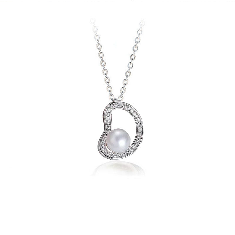 Freshwater Pearl Bean Pave Pendent Necklace