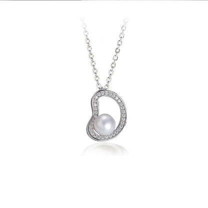 Freshwater Pearl Bean Pave Pendent Necklace