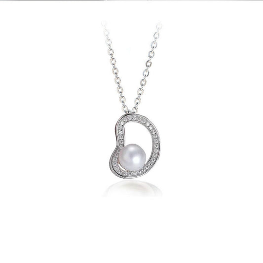 Freshwater Pearl Bean Pave Pendent Necklace