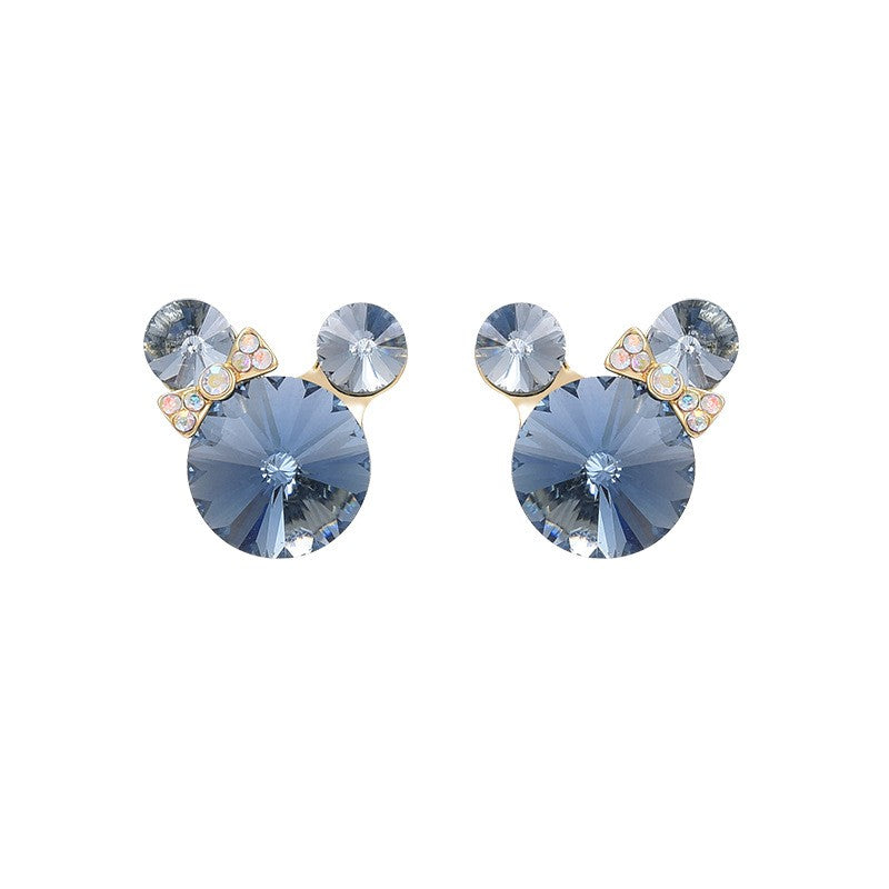 Triple Cone Crystal Bow Tie Stud Earrings