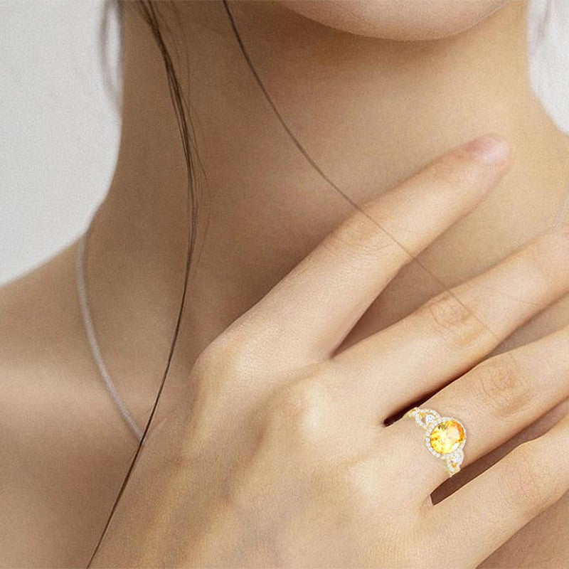 Yellow Sapphire Zirconia Gold Open Ring