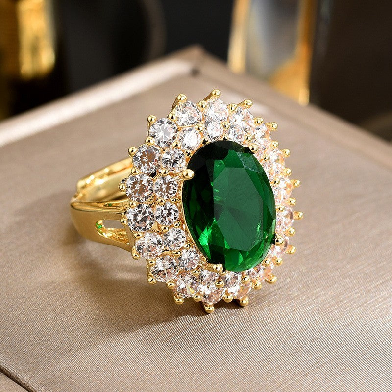 Emerald Zirconia Open Ring