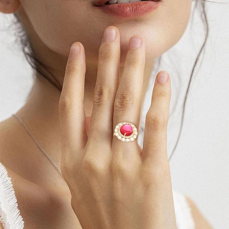 Round Ruby Zircon Open Ring