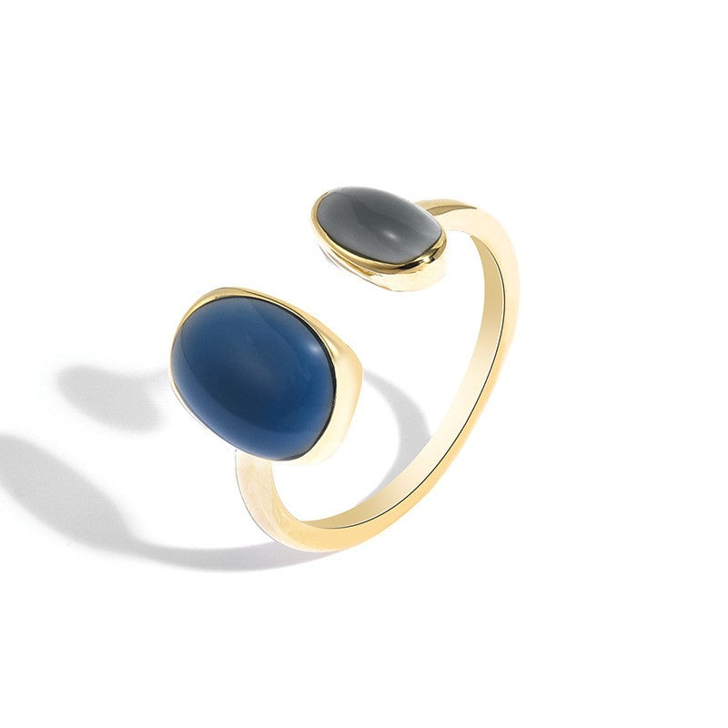 Oval Onyx Open Ring