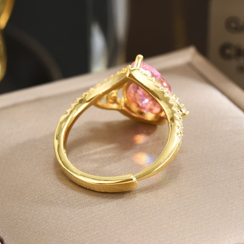 Teardrop Pink Sapphire Open Ring