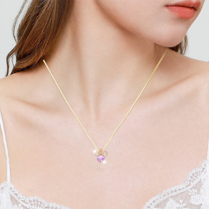 Double Round Purple Crystal Sapphire Necklace