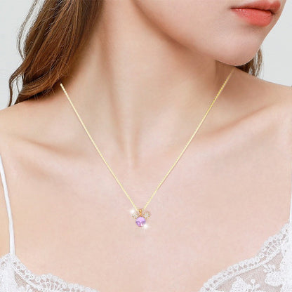 Double Round Purple Crystal Sapphire Necklace