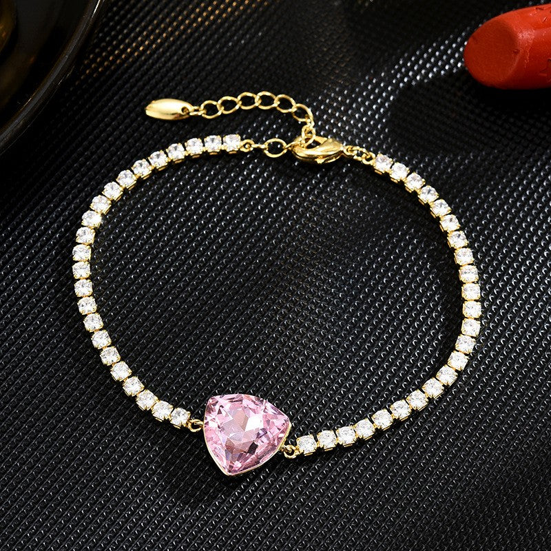 Pink Crystal Sapphire Tennis Bracelet