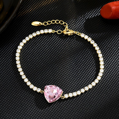 Pink Crystal Sapphire Tennis Bracelet