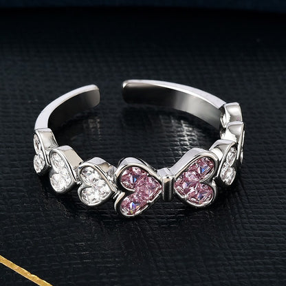 Zirconia Hearts Open Ring