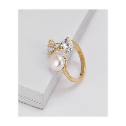 Freshwater Pearl Sapphire Mermaid Tail Open Ring