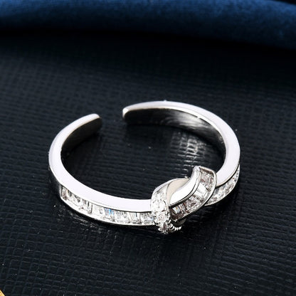 Zirconia Knot Silver Open Ring