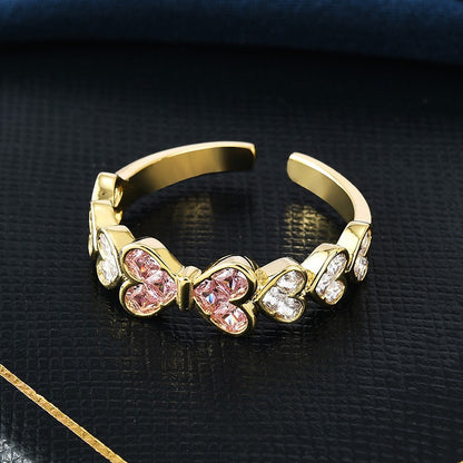 Zirconia Hearts Open Ring