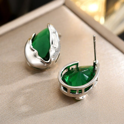 Emerald Bud Stud Earrings