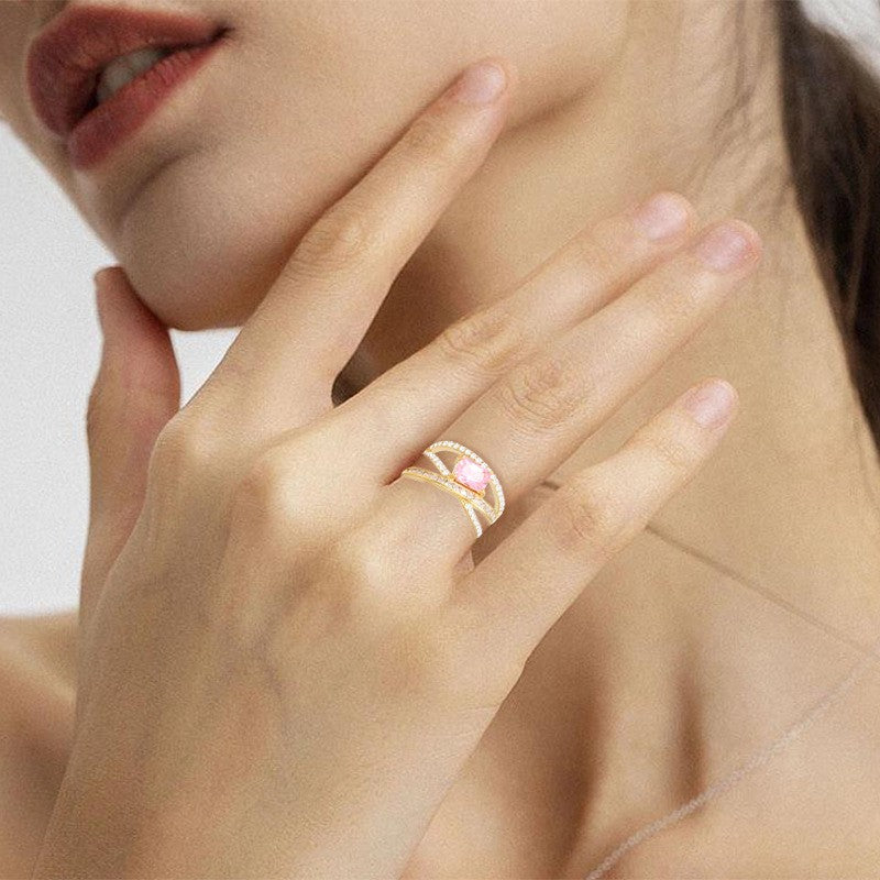 White Baguette Zirconia Net Open Ring