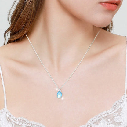 Paris Blue Oval Crystal Sapphire Necklace