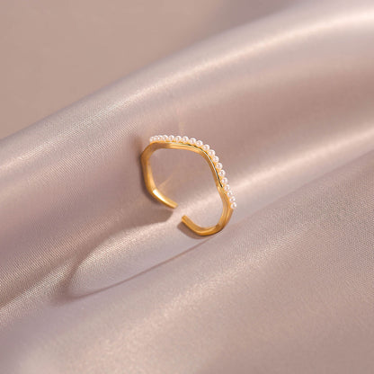 Pearl Wave Open Ring