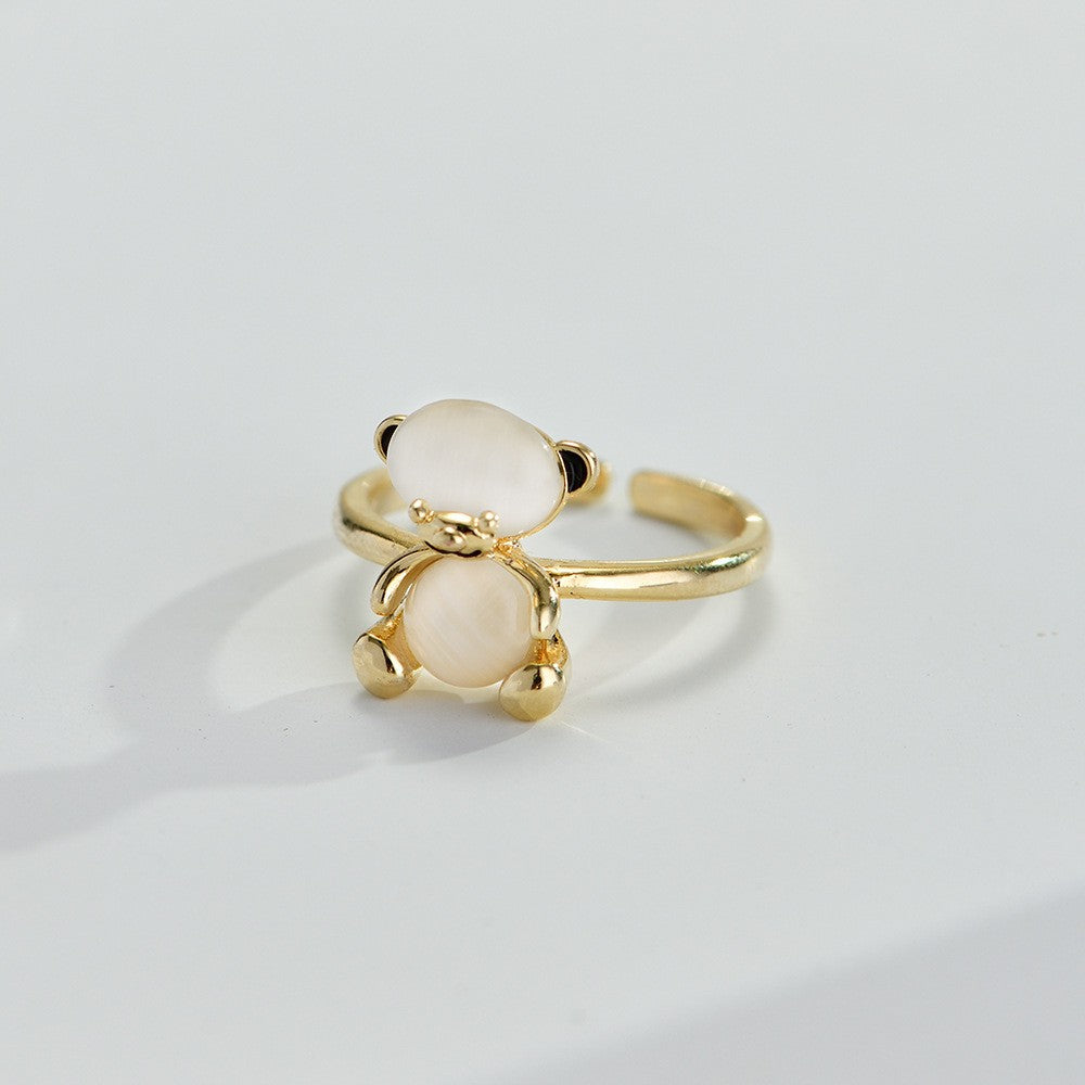 Moonstone Gold Bear Open Ring