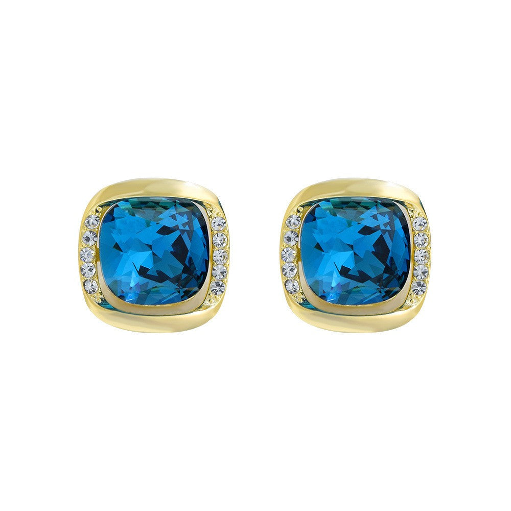 Square Crystal Sapphire Zirconia Earrings