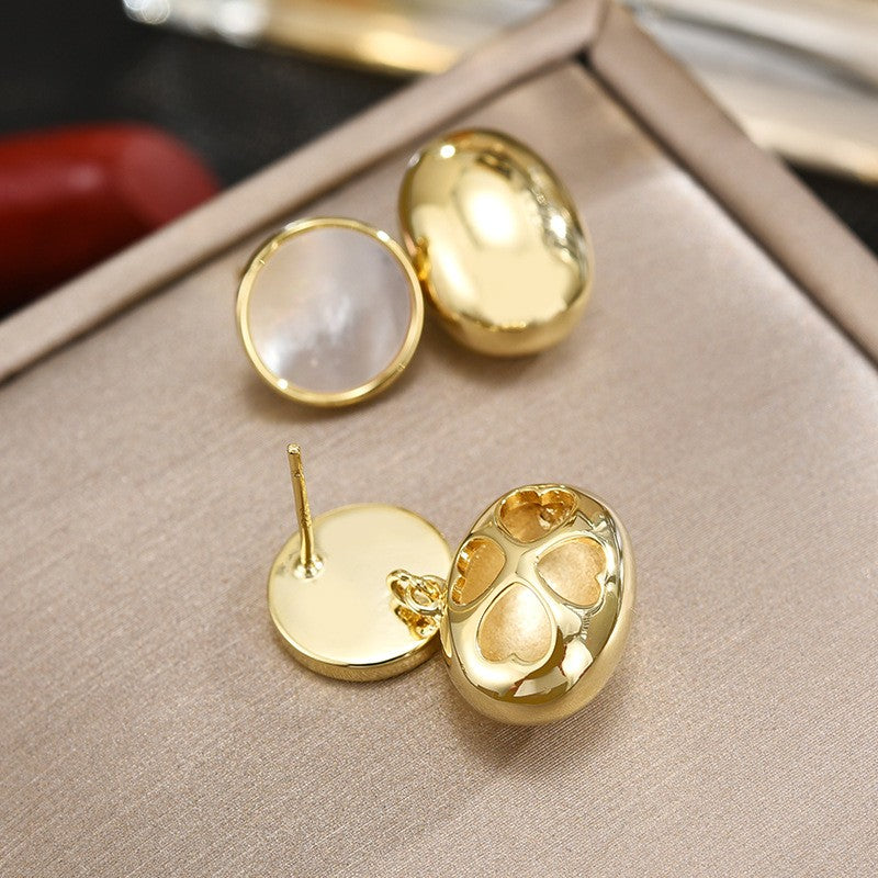 Moonstone Dome Dangling Stud Earrings