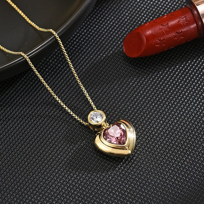 Purple Crystal Sapphire Heart Necklace