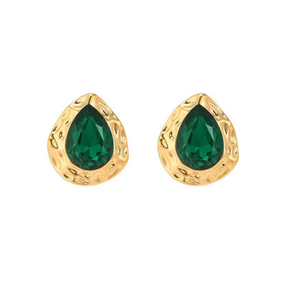 Emerald Raindrop Stud Earrings