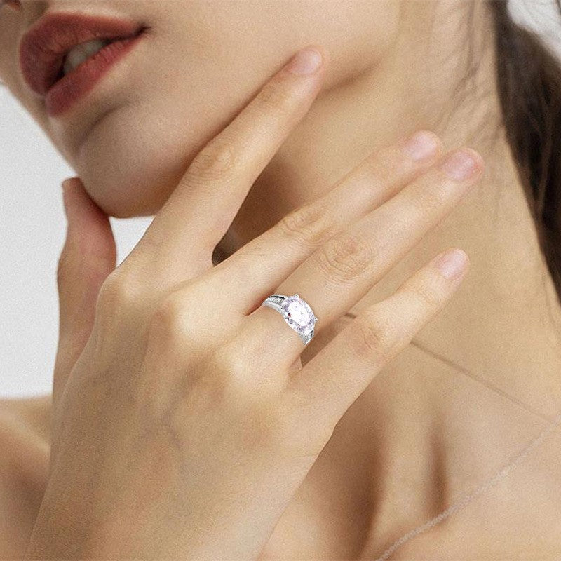 Oval Crystal Open Ring