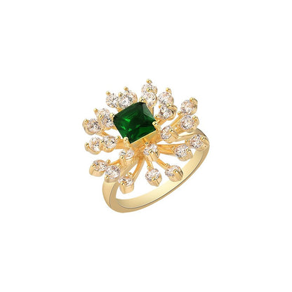 Emerald Sapphire Daisy Open Ring