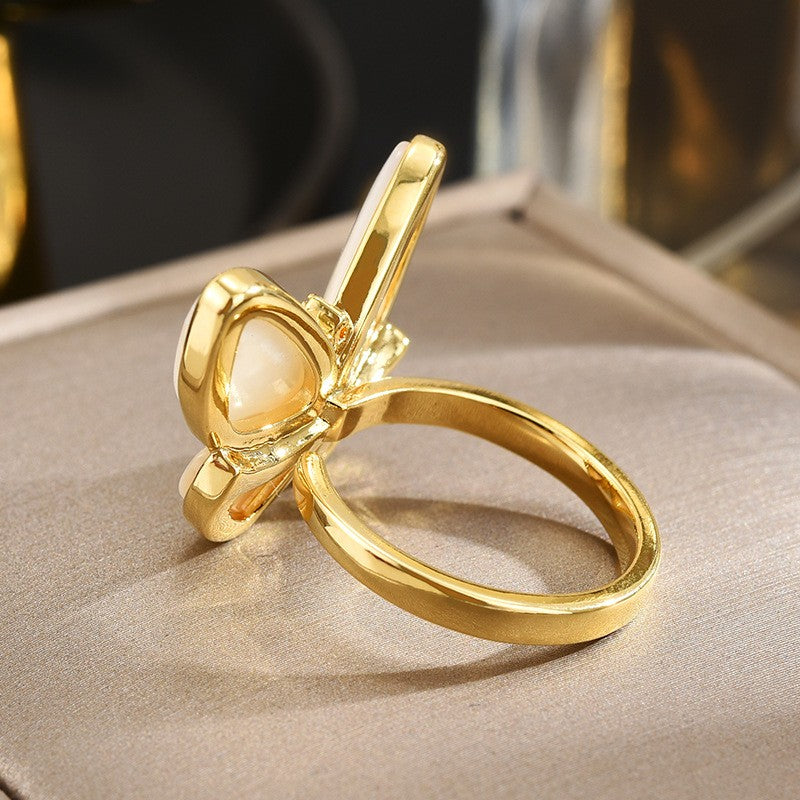 Mother of Pearl Butterfly Gold Open Ring