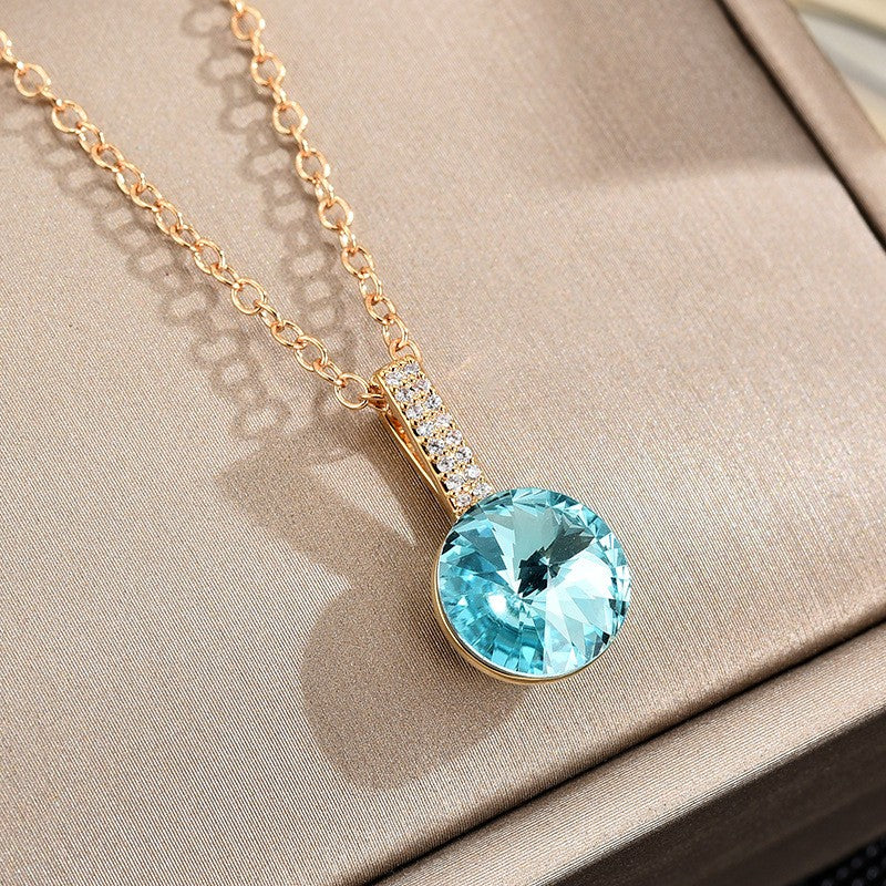 Blue Crystal Cone Zirconia Pendent Necklace