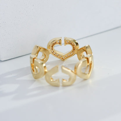 Sapphire Heart Open Gold Ring