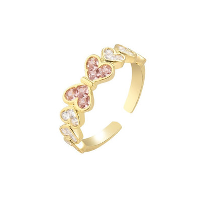 Zirconia Hearts Open Ring