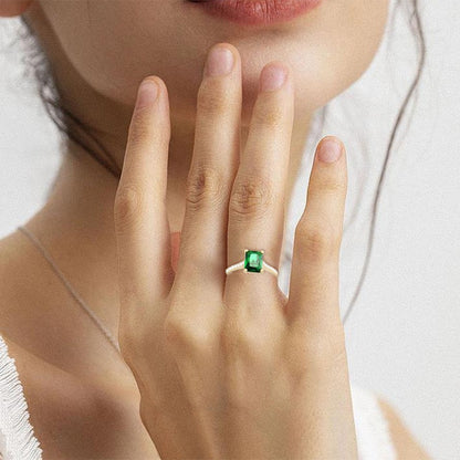 Classic Emerald Zircon Adjustable Ring