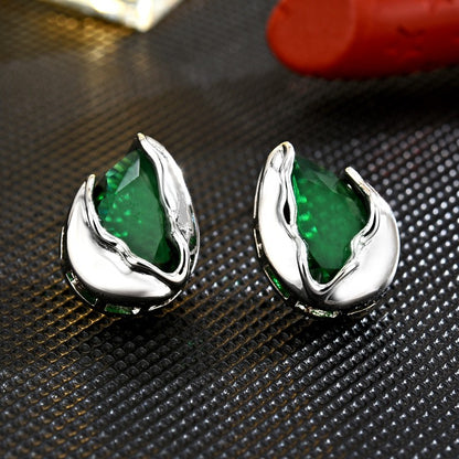 Emerald Bud Stud Earrings