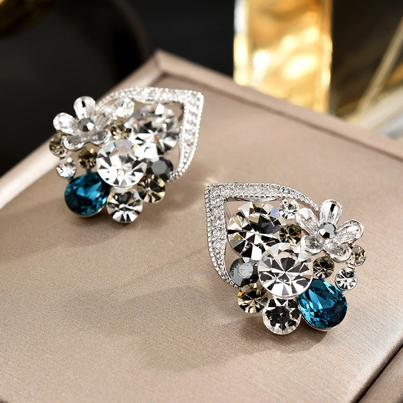 Zircon Crystal Flower Basket Stud Earrings