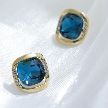 Square Crystal Sapphire Zirconia Earrings