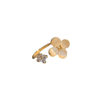 Moonstone Double Clover Open Ring