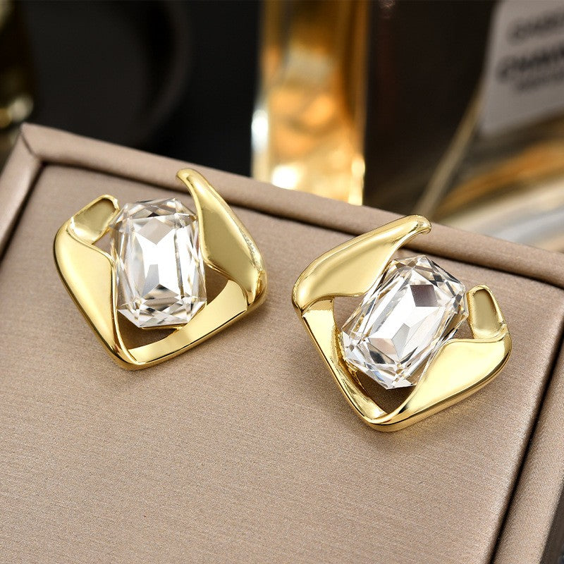 Rectangle Crystal Square Stud Earrings