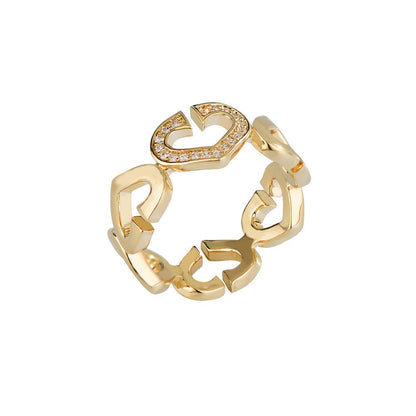 Sapphire Heart Open Gold Ring