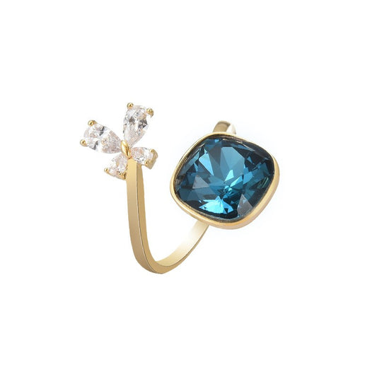 Butterfly Sapphire Emerald Open Gold Ring