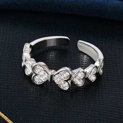 Zirconia Hearts Open Ring