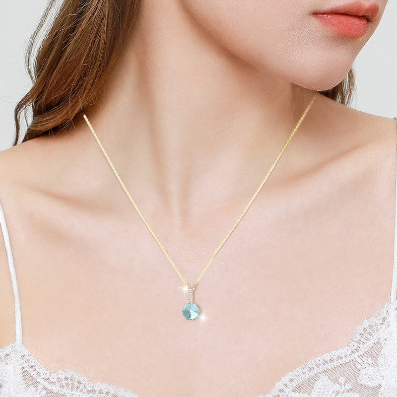 Blue Crystal Cone Zirconia Pendent Necklace