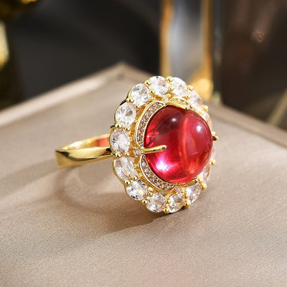 Round Ruby Zircon Open Ring