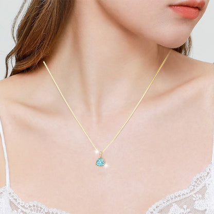 Sea Blue Shield Crystal Pendent Necklace