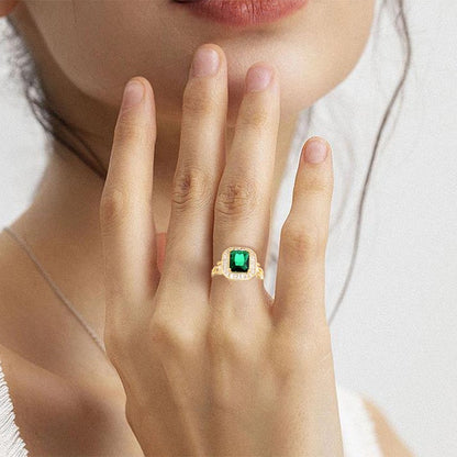 Emerald Zirconia Braided Open Ring