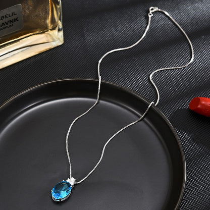 Paris Blue Oval Crystal Sapphire Necklace