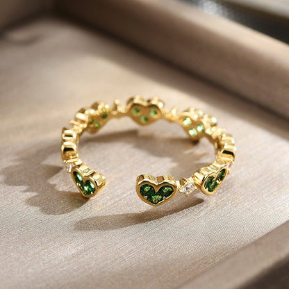 Emerald Heart Open Ring